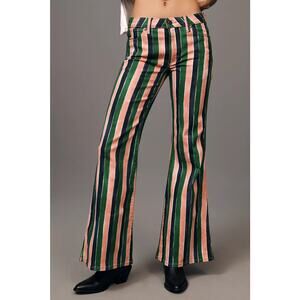 Wrangler Stripe Wanderer Flare Leg Striped Jeans 25x32 Mid-Rise NWT Rigid Denim